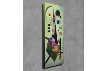 Lerretsbilde - Abstrakt komposisjon med geometriske former og fargerike sirkler - Grønn / Svart / Rød - Interiør - Maleri & posters - Lerretsbilder