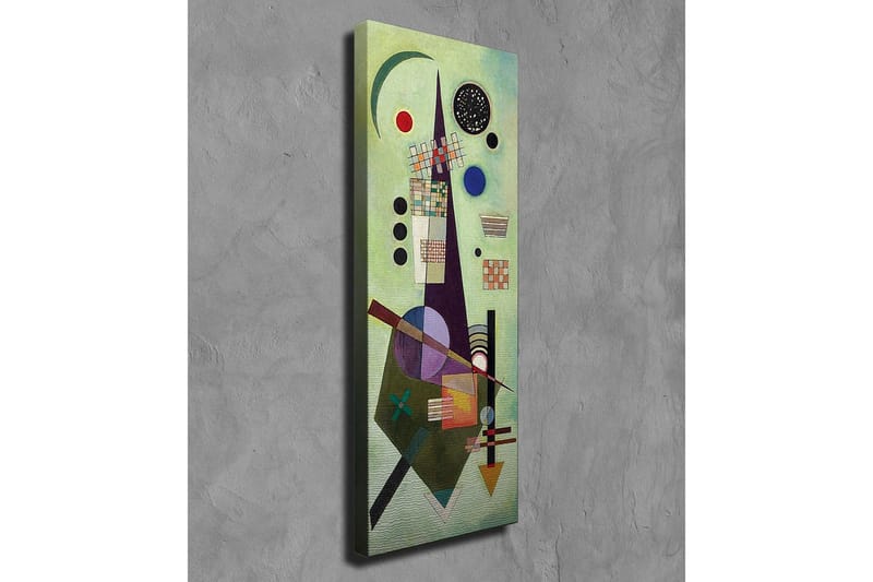 Lerretsbilde - Abstrakt komposisjon med geometriske former og fargerike sirkler - Grønn / Svart / Rød - Interiør - Maleri & posters - Lerretsbilder