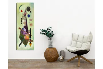 Lerretsbilde - Abstrakt komposisjon med geometriske former og fargerike sirkler - Grønn / Svart / Rød - Interiør - Maleri & posters - Lerretsbilder