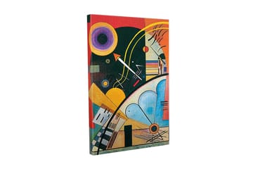 Lerretsbilde - Abstrakt komposisjon med geometriske former og fargerike sirkler - Mørkegrønn / Oransje / Gul - Interiør - Maleri & posters - Lerretsbilder