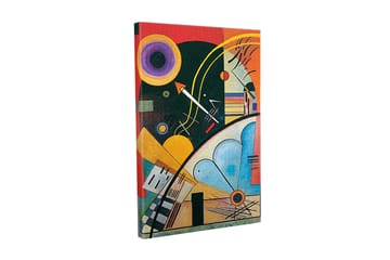 Lerretsbilde - Abstrakt komposisjon med geometriske former og fargerike sirkler - Mørkegrønn / Oransje / Gul - Interiør - Maleri & posters - Lerretsbilder