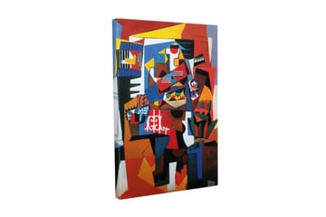 Lerretsbilde - Abstrakt komposisjon med geometriske former og sterke farger - Rød / Blå / Gul - Interiør - Maleri & posters - Lerretsbilder