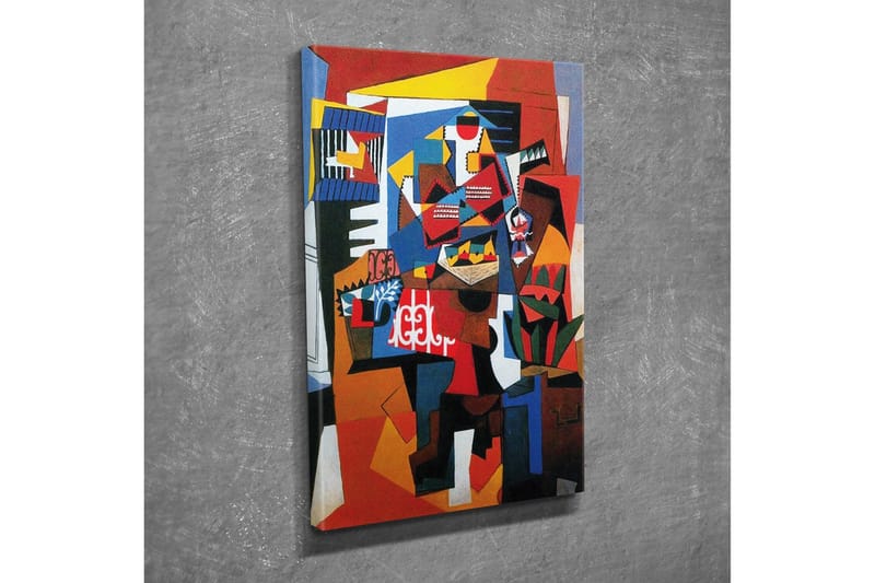 Lerretsbilde - Abstrakt komposisjon med geometriske former og sterke farger - Rød / Blå / Gul - Interiør - Maleri & posters - Lerretsbilder