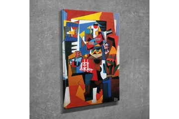 Lerretsbilde - Abstrakt komposisjon med geometriske former og sterke farger - Rød / Blå / Gul - Interiør - Maleri & posters - Lerretsbilder