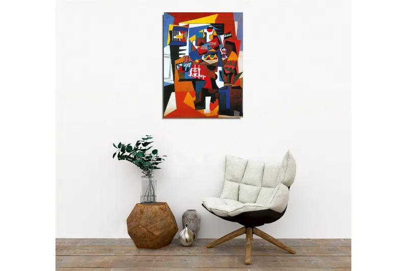 Lerretsbilde - Abstrakt komposisjon med geometriske former og sterke farger - Rød / Blå / Gul - Interiør - Maleri & posters - Lerretsbilder