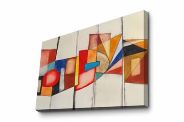 Lerretsbilde - Abstrakt komposisjon med geometriske former og sterke farger - Rød / Blå / Oransje - Interiør - Maleri & posters - Lerretsbilder