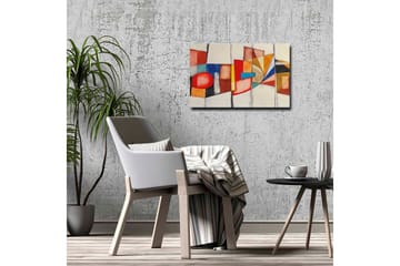 Lerretsbilde - Abstrakt komposisjon med geometriske former og sterke farger - Rød / Blå / Oransje - Interiør - Maleri & posters - Lerretsbilder