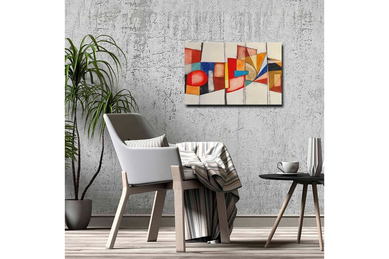 Lerretsbilde - Abstrakt komposisjon med geometriske former og sterke farger - Rød / Blå / Oransje - Interiør - Maleri & posters - Lerretsbilder