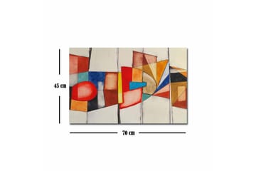 Lerretsbilde - Abstrakt komposisjon med geometriske former og sterke farger - Rød / Blå / Oransje - Interiør - Maleri & posters - Lerretsbilder