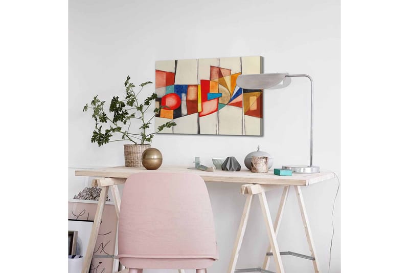 Lerretsbilde - Abstrakt komposisjon med geometriske former og sterke farger - Rød / Blå / Oransje - Interiør - Maleri & posters - Lerretsbilder
