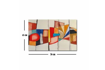 Lerretsbilde - Abstrakt komposisjon med geometriske former og sterke farger - Rød / Blå / Oransje - Interiør - Maleri & posters - Lerretsbilder