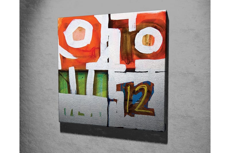 Lerretsbilde - Abstrakt komposisjon med geometriske former og tall - Rød / Grønn / Hvit - Interiør - Maleri & posters - Lerretsbilder