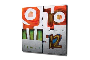 Lerretsbilde - Abstrakt komposisjon med geometriske former og tall - Rød / Grønn / Hvit - Interiør - Maleri & posters - Lerretsbilder