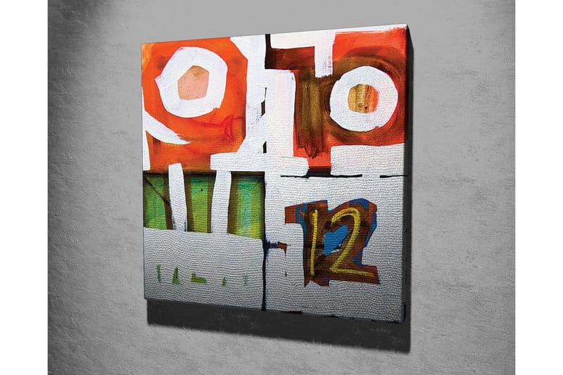 Lerretsbilde - Abstrakt komposisjon med geometriske former og tall - Rød / Grønn / Hvit - Interiør - Maleri & posters - Lerretsbilder