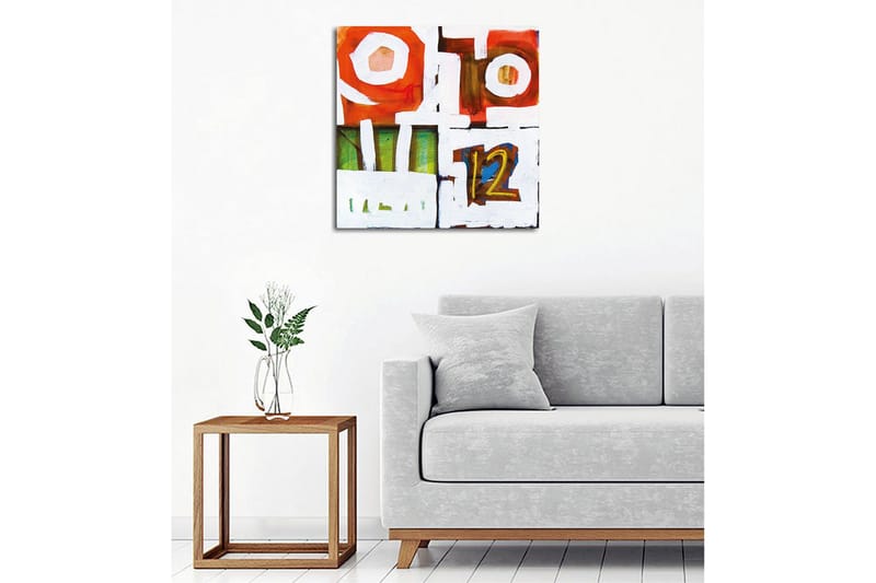 Lerretsbilde - Abstrakt komposisjon med geometriske former og tall - Rød / Grønn / Hvit - Interiør - Maleri & posters - Lerretsbilder