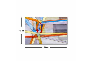 Lerretsbilde - Abstrakt komposisjon med geometriske linjer og former - Blå / Oransje / Grå - Interiør - Maleri & posters - Lerretsbilder