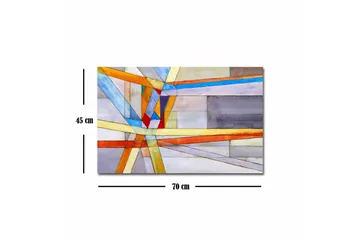 Lerretsbilde - Abstrakt komposisjon med geometriske linjer og former - Blå / Oransje / Grå - Interiør - Maleri & posters - Lerretsbilder