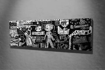 Lerretsbilde - Abstrakt komposisjon med grafiske elementer og teksturer - Svart / Hvit - Interiør - Maleri & posters - Lerretsbilder