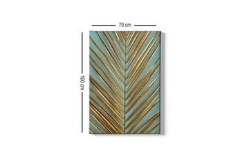 Lerretsbilde - Abstrakt komposisjon med gylne bladformer - Gull / Turkis - Interiør - Maleri & posters - Lerretsbilder