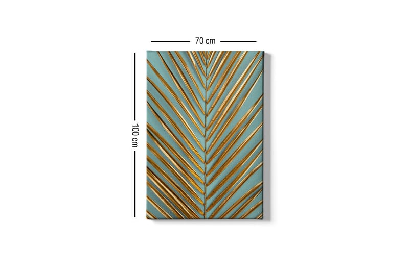 Lerretsbilde - Abstrakt komposisjon med gylne bladformer - Gull / Turkis - Interiør - Maleri & posters - Lerretsbilder