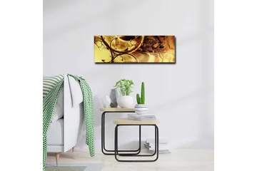 Lerretsbilde - Abstrakt komposisjon med gylne og brune mønstre - Gull / Mørk brun - Interiør - Maleri & posters - Lerretsbilder