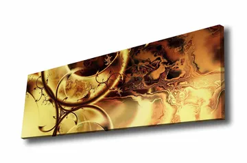 Lerretsbilde - Abstrakt komposisjon med gylne og brune mønstre - Gull / Mørk brun - Interiør - Maleri & posters - Lerretsbilder