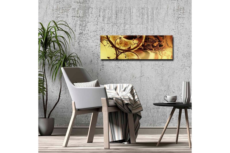 Lerretsbilde - Abstrakt komposisjon med gylne og brune mønstre - Gull / Mørk brun - Interiør - Maleri & posters - Lerretsbilder