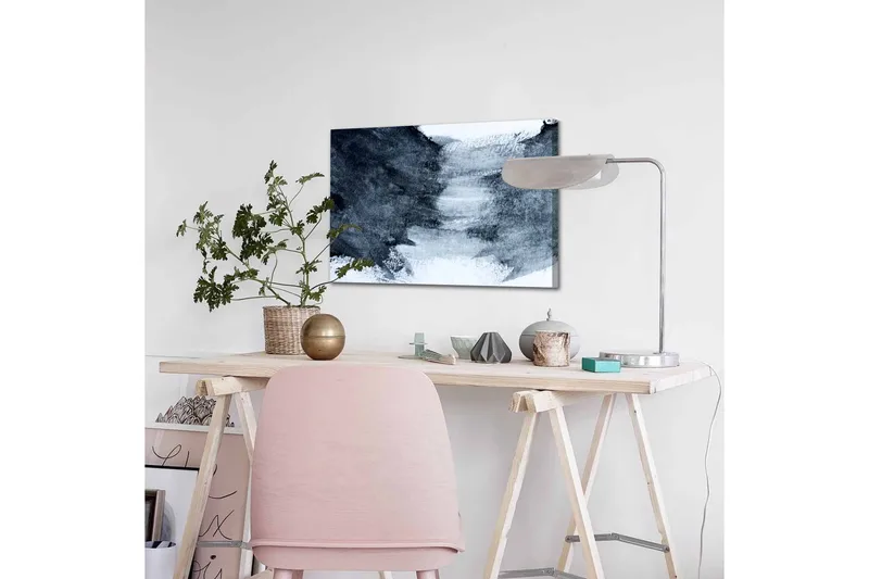 Lerretsbilde - Abstrakt komposisjon med mørke og lyse nyanser - Mørk blå / Hvit / Grå - Interiør - Maleri & posters - Lerretsbilder