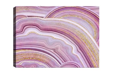 Lerretsbilde - Abstrakt komposisjon med myke, bølgete linjer i lilla toner - Lilla / Hvit / Gull - Interiør - Maleri & posters - Lerretsbilder