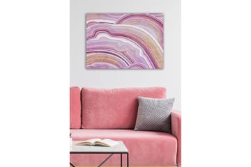 Lerretsbilde - Abstrakt komposisjon med myke, bølgete linjer i lilla toner - Lilla / Hvit / Gull - Interiør - Maleri & posters - Lerretsbilder