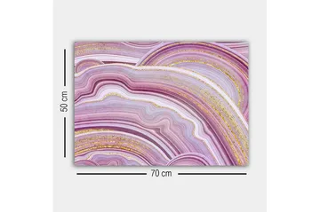 Lerretsbilde - Abstrakt komposisjon med myke, bølgete linjer i lilla toner - Lilla / Hvit / Gull - Interiør - Maleri & posters - Lerretsbilder