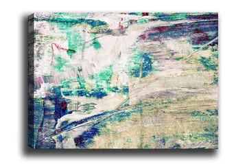 Lerretsbilde - Abstrakt komposisjon med myke fargeoverganger - Turkis / Beige / Mørk blå - Interiør - Maleri & posters - Lerretsbilder