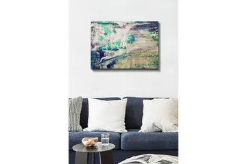 Lerretsbilde - Abstrakt komposisjon med myke fargeoverganger - Turkis / Beige / Mørk blå - Interiør - Maleri & posters - Lerretsbilder