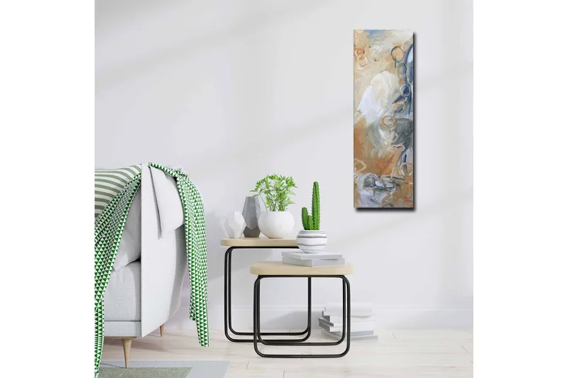 Lerretsbilde - Abstrakt komposisjon med myke former og nyanser - Lys grå / Beige / Blå - Interiør - Maleri & posters - Lerretsbilder