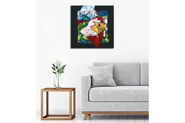 Lerretsbilde - Abstrakt komposisjon med organiske former og fargerike elementer - Rød / Grønn / Gul - Interiør - Maleri & posters - Lerretsbilder