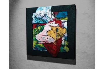 Lerretsbilde - Abstrakt komposisjon med organiske former og fargerike elementer - Rød / Grønn / Gul - Interiør - Maleri & posters - Lerretsbilder