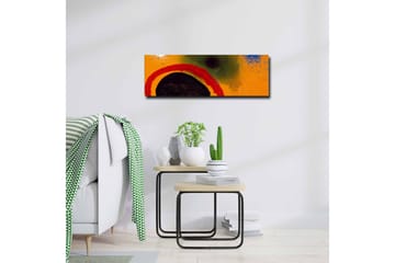 Lerretsbilde - Abstrakt komposisjon med sirkulære former og fargerike elementer - Oransje / Svart / Rød - Interiør - Maleri & posters - Lerretsbilder