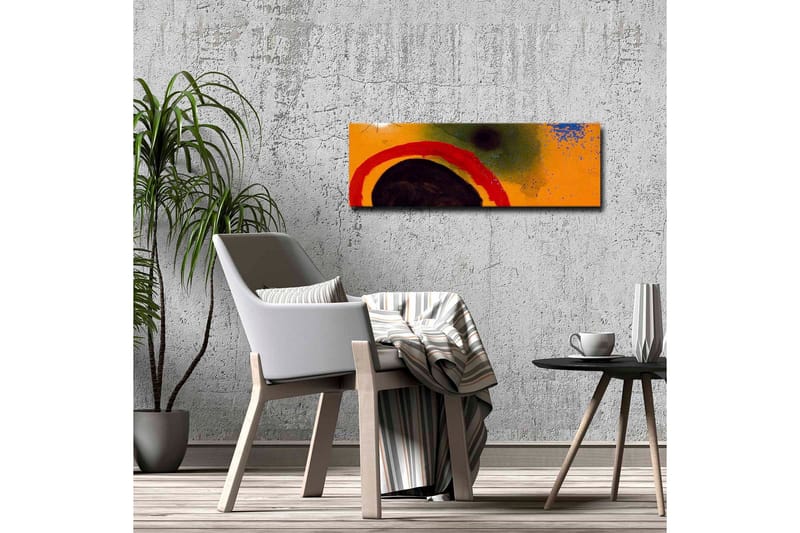 Lerretsbilde - Abstrakt komposisjon med sirkulære former og fargerike elementer - Oransje / Svart / Rød - Interiør - Maleri & posters - Lerretsbilder