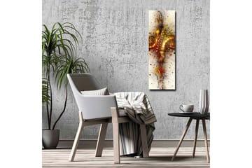 Lerretsbilde - Abstrakt komposisjon med spiraler og stjernelignende elementer - Gull / Rød / Svart - Interiør - Maleri & posters - Lerretsbilder