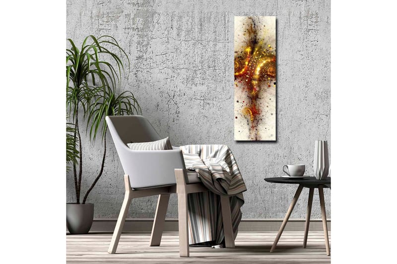 Lerretsbilde - Abstrakt komposisjon med spiraler og stjernelignende elementer - Gull / Rød / Svart - Interiør - Maleri & posters - Lerretsbilder