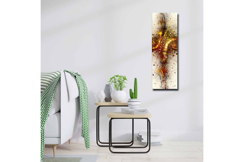 Lerretsbilde - Abstrakt komposisjon med spiraler og stjernelignende elementer - Gull / Rød / Svart - Interiør - Maleri & posters - Lerretsbilder