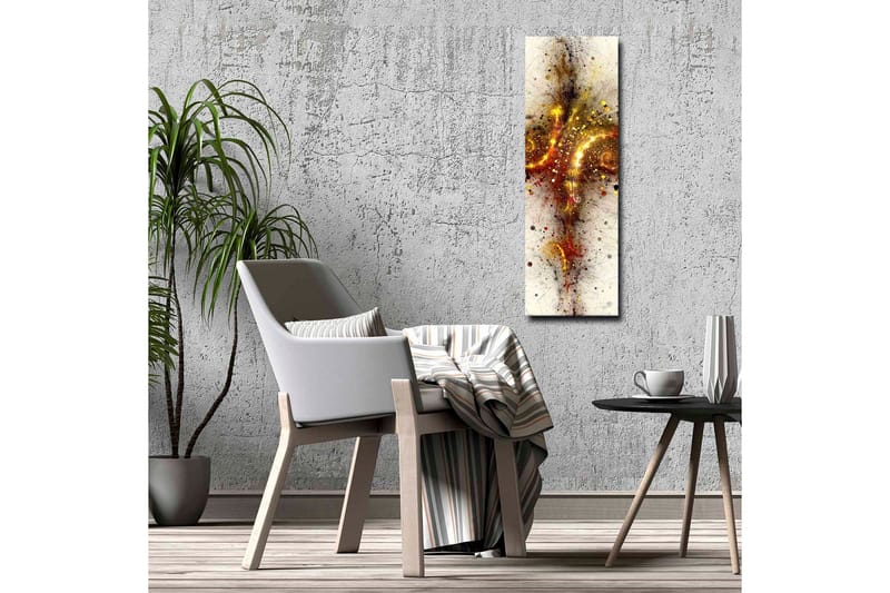 Lerretsbilde - Abstrakt komposisjon med spiraler og stjernelignende elementer - Gull / Rød / Svart - Interiør - Maleri & posters - Lerretsbilder