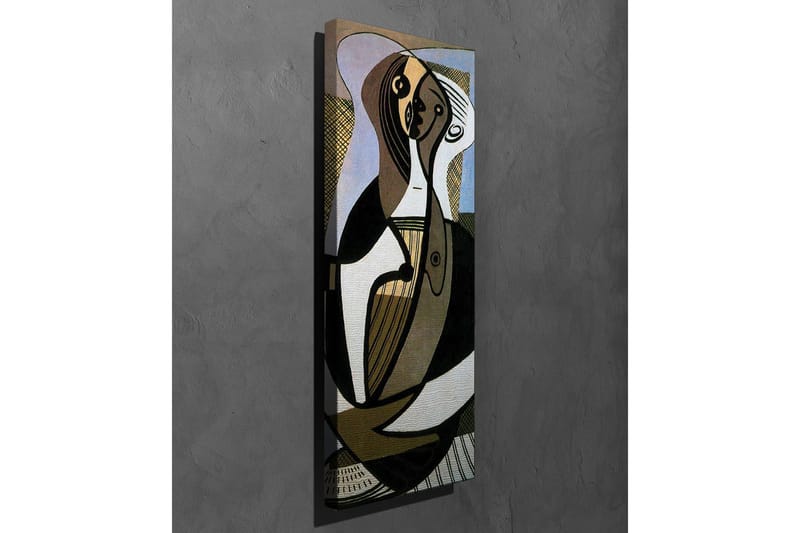 Lerretsbilde - Abstrakt komposisjon med stiliserte figurer - Svart / Beige / Lys blå - Interiør - Maleri & posters - Lerretsbilder