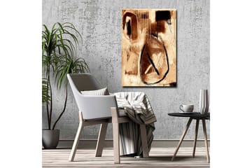 Lerretsbilde - Abstrakt komposisjon med svarte linjer og brune nyanser - Brun / Svart - Interiør - Maleri & posters - Lerretsbilder