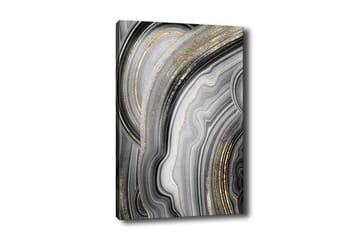 Lerretsbilde - Abstrakt komposisjon med svarte og grå mønstre - Svart / Grå / Gull - Interiør - Maleri & posters - Lerretsbilder