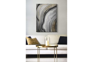 Lerretsbilde - Abstrakt komposisjon med svarte og grå mønstre - Svart / Grå / Gull - Interiør - Maleri & posters - Lerretsbilder