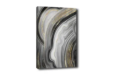 Lerretsbilde - Abstrakt komposisjon med svarte og grå mønstre - Svart / Grå / Gull - Interiør - Maleri & posters - Lerretsbilder