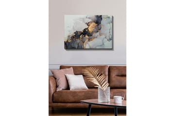 Lerretsbilde - Abstrakt komposisjon med svarte og gylne elementer - Svart / Gull / Grå - Interiør - Maleri & posters - Lerretsbilder