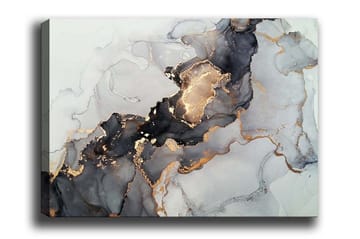 Lerretsbilde - Abstrakt komposisjon med svarte og gylne elementer - Svart / Gull / Grå - Interiør - Maleri & posters - Lerretsbilder