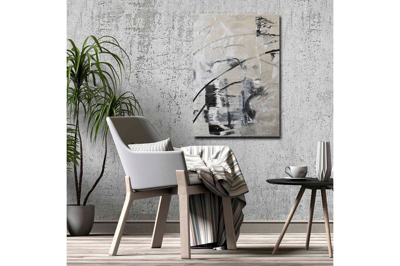 Lerretsbilde - Abstrakt komposisjon med svarte og hvite linjer - Svart / Hvit / Grå - Interiør - Maleri & posters - Lerretsbilder